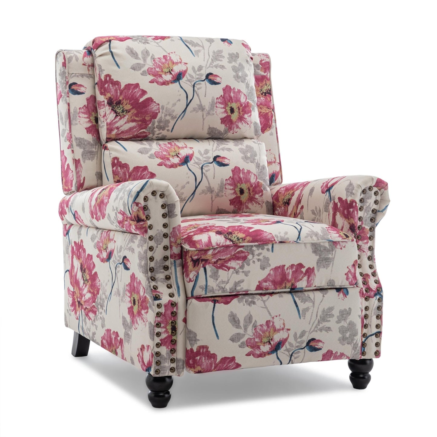 Set di 2 poltrone reclinabili imbottite con schienale a spinta e borchie