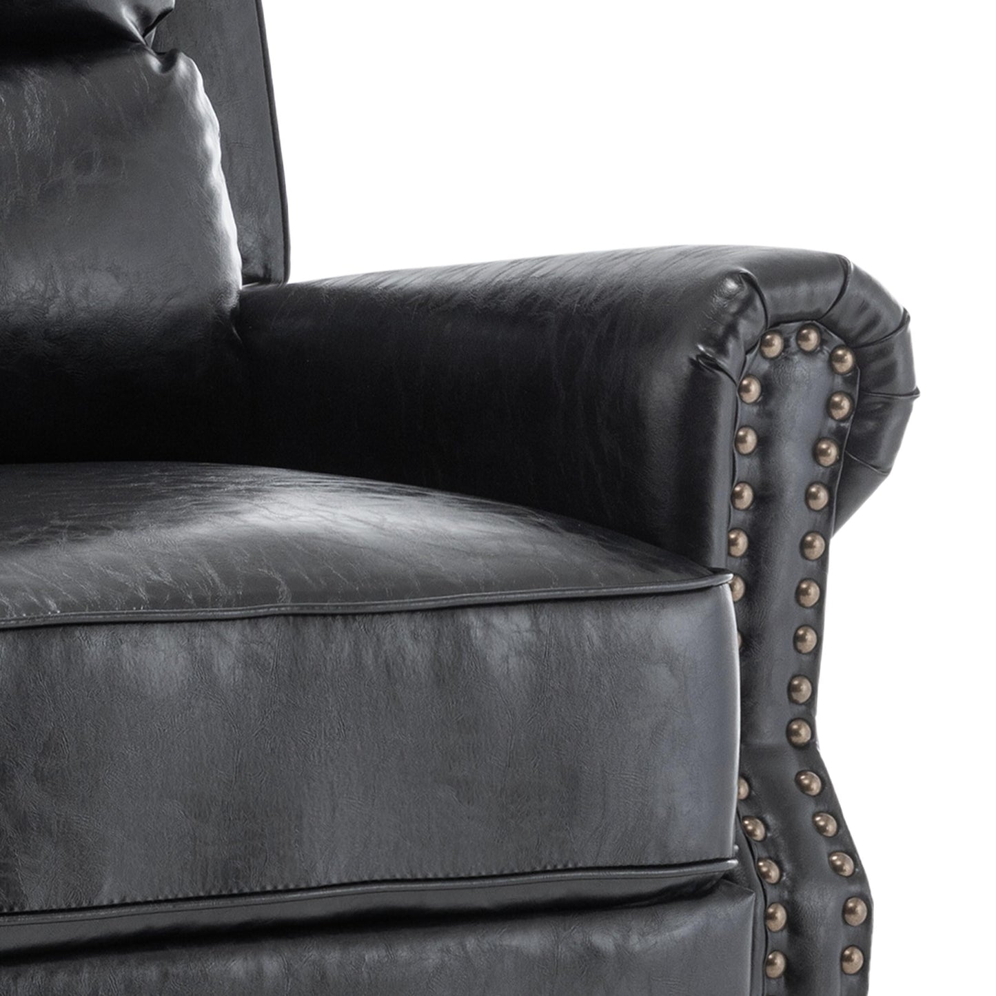 Set di 2 poltrone reclinabili imbottite con schienale a spinta e borchie