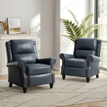 Set di 2 poltrone reclinabili imbottite con schienale a spinta e borchie
