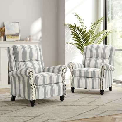 Set di 2 poltrone reclinabili imbottite con schienale a spinta e borchie