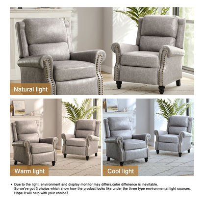 Set di 2 poltrone reclinabili imbottite con schienale a spinta e borchie