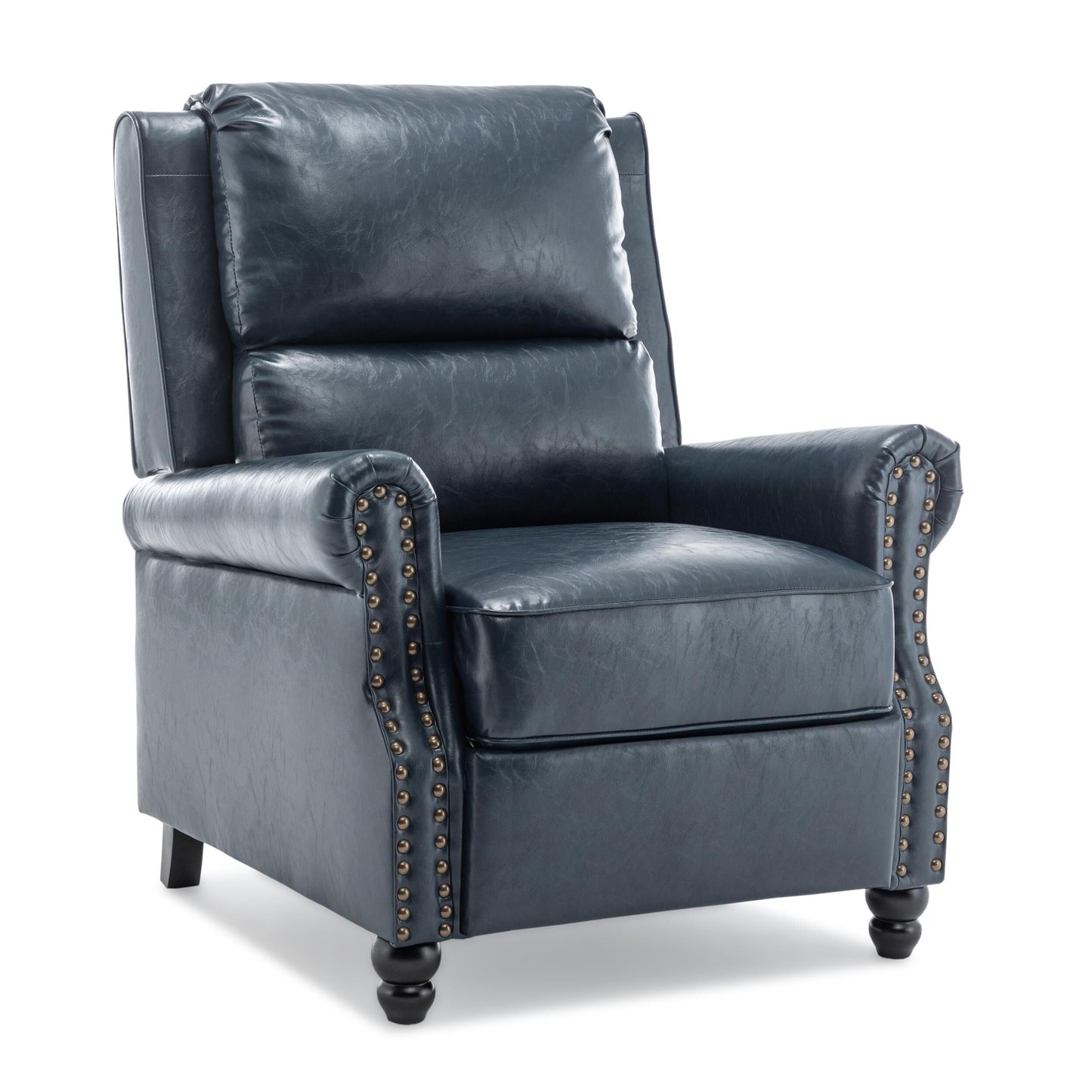 Set di 2 poltrone reclinabili imbottite con schienale a spinta e borchie