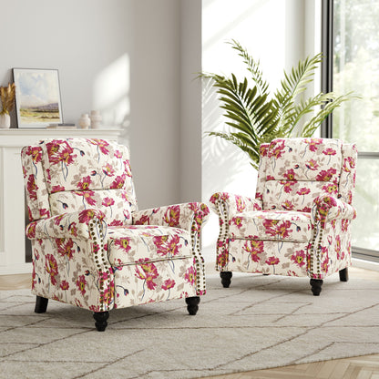 Set di 2 poltrone reclinabili imbottite con schienale a spinta e borchie