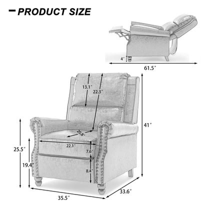 Set di 2 poltrone reclinabili imbottite con schienale a spinta e borchie