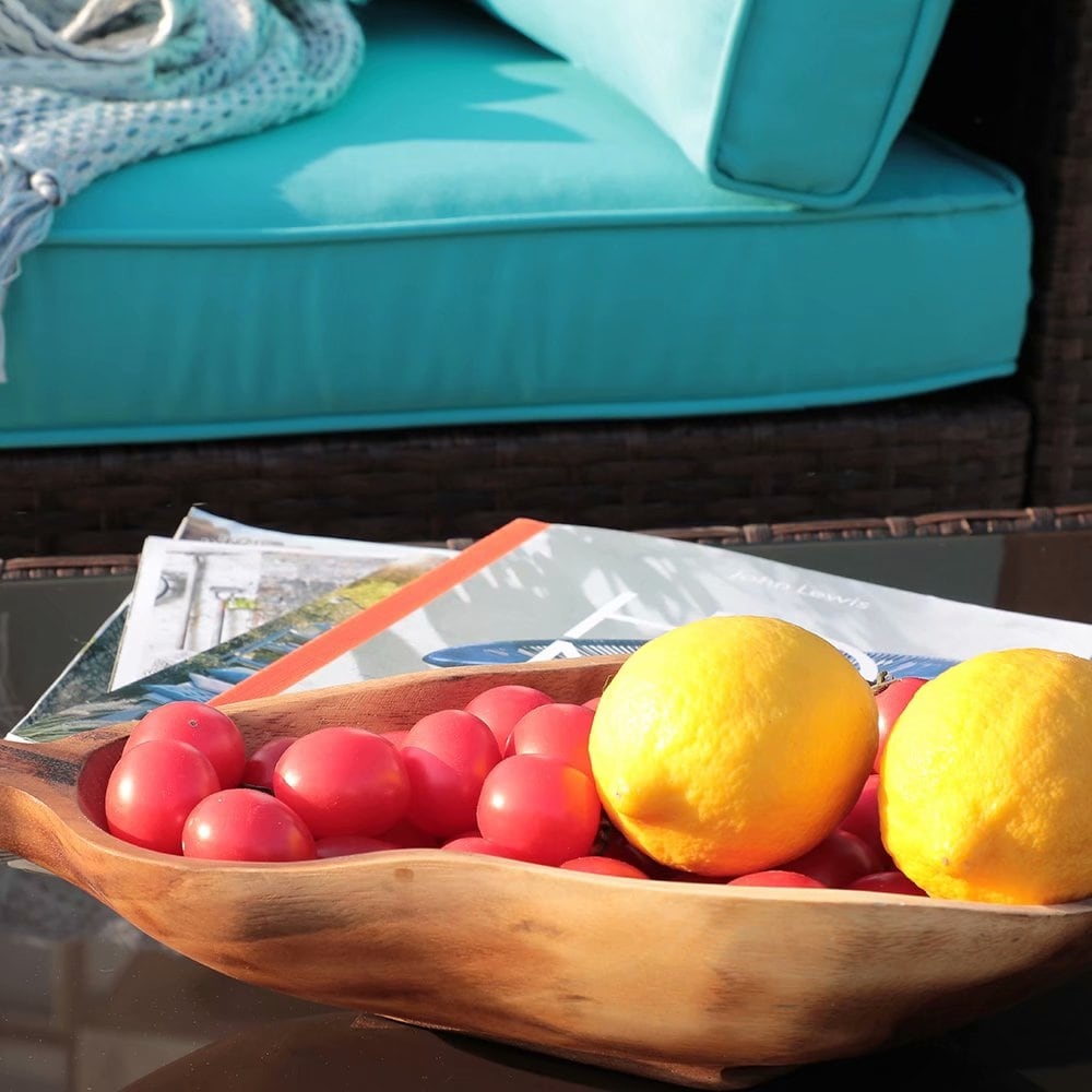 Divano componibile in vimini da esterno, 2 pezzi, sedia angolare imbottita per patio e tavolino laterale