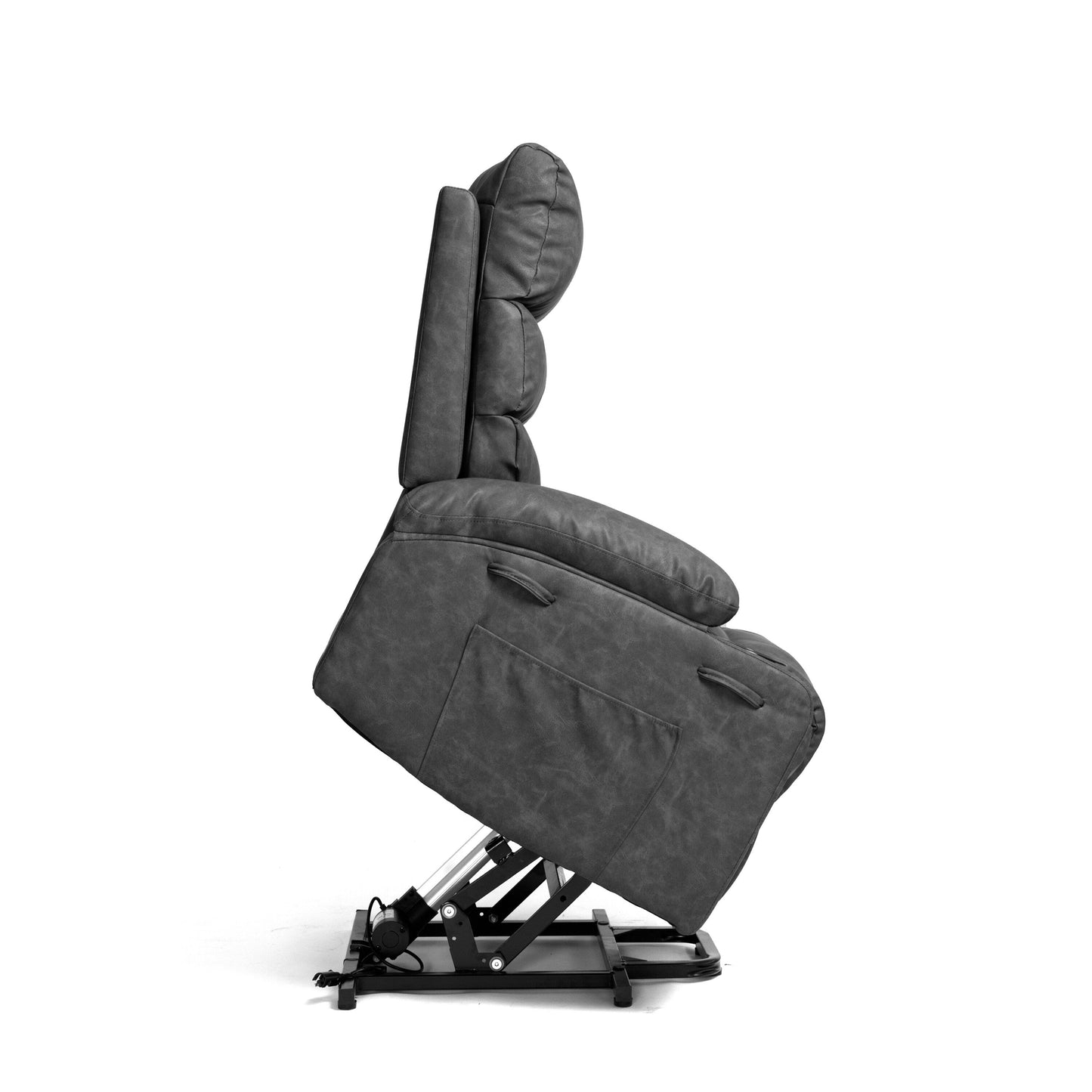 Poltrona reclinabile elettrica con larghezza del sedile di 21 pollici per anziani, massaggio a 8 punti, riscaldamento lombare, telecomando, tasche laterali, portabicchieri