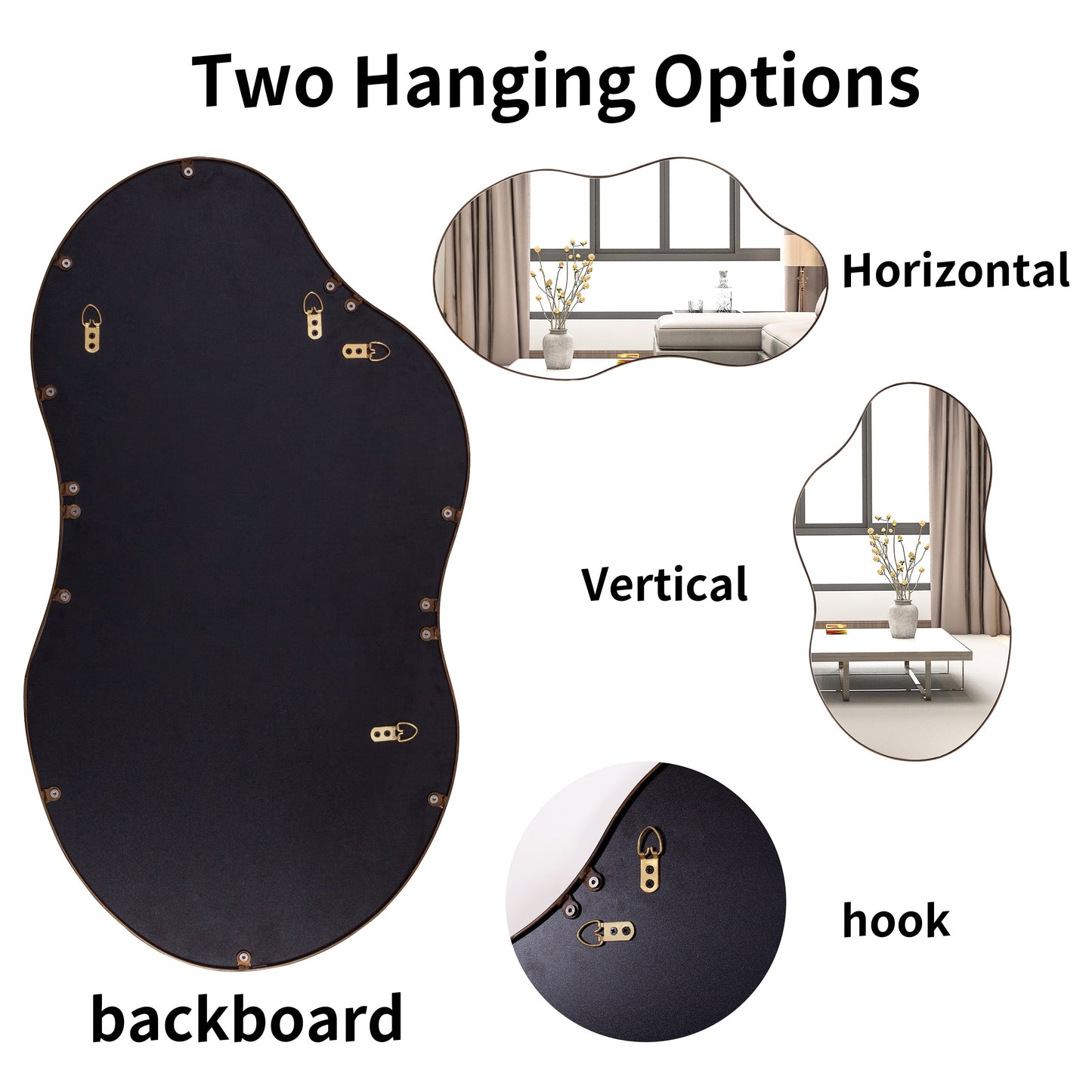 Specchio da parete antico ondulato irregolare - 35,8×21,7