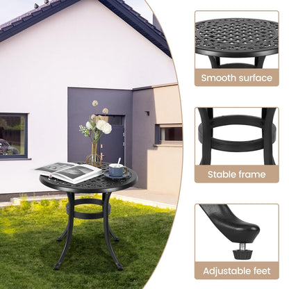 Tavolo da bistrot da esterno rotondo in alluminio pressofuso da 23,22 pollici, tavolino laterale da esterno rotondo con mosaico