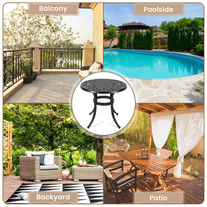 Tavolo da bistrot da esterno rotondo in alluminio pressofuso da 23,22 pollici, tavolino laterale da esterno rotondo con mosaico