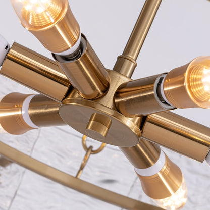 Lampadario moderno in cristallo dorato da 23,6 pollici, 6 luci, lampada a sospensione Glam Drum per isola cucina sala da pranzo