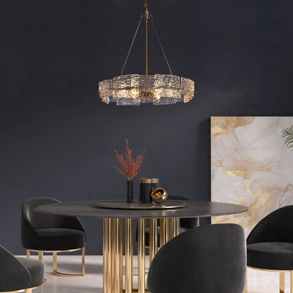 Lampadario moderno in cristallo dorato da 23,6 pollici, 6 luci, lampada a sospensione Glam Drum per isola cucina sala da pranzo