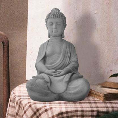 Statua del Buddha in meditazione in cemento leggero da 25,6 pollici