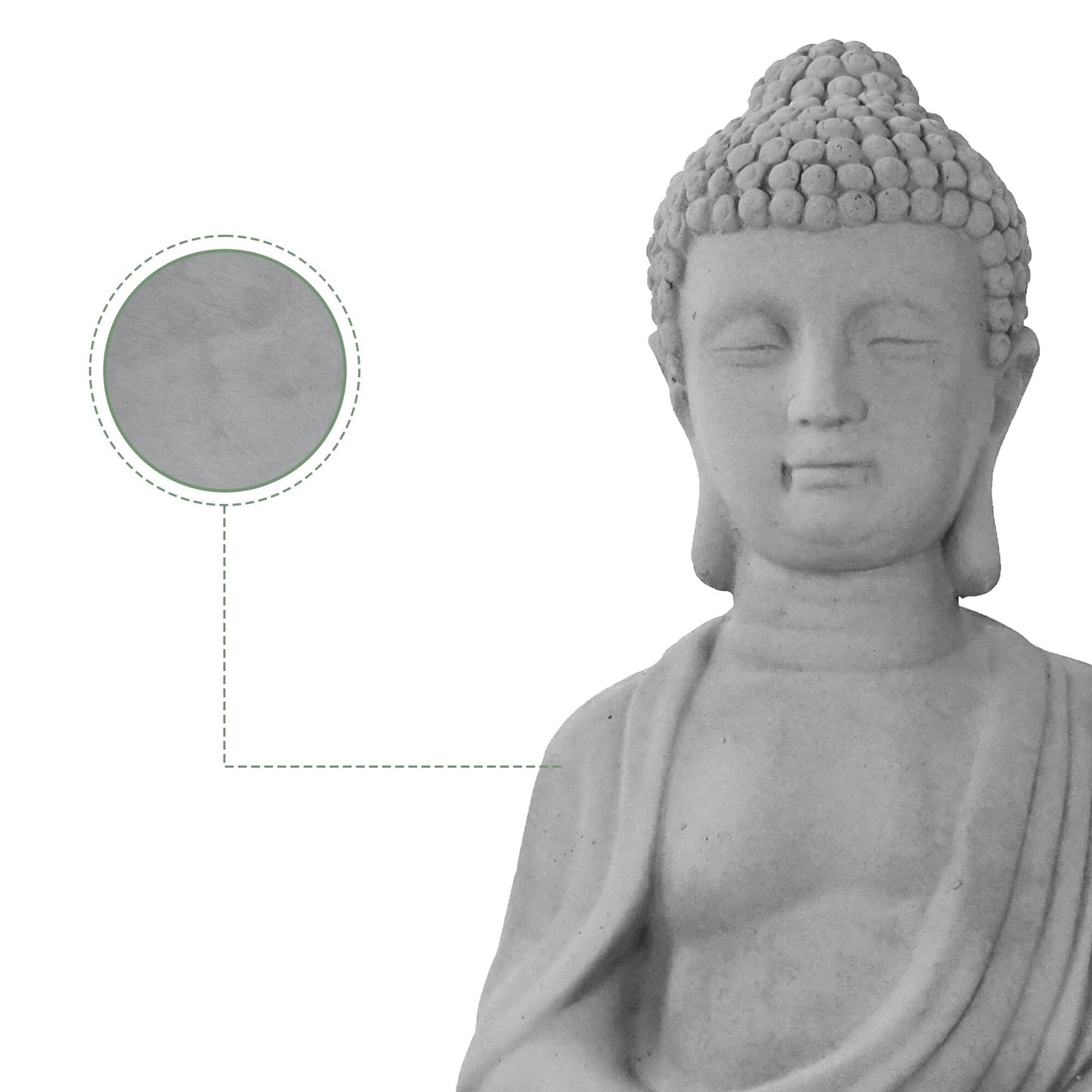 Statua del Buddha in meditazione in cemento leggero da 25,6 pollici