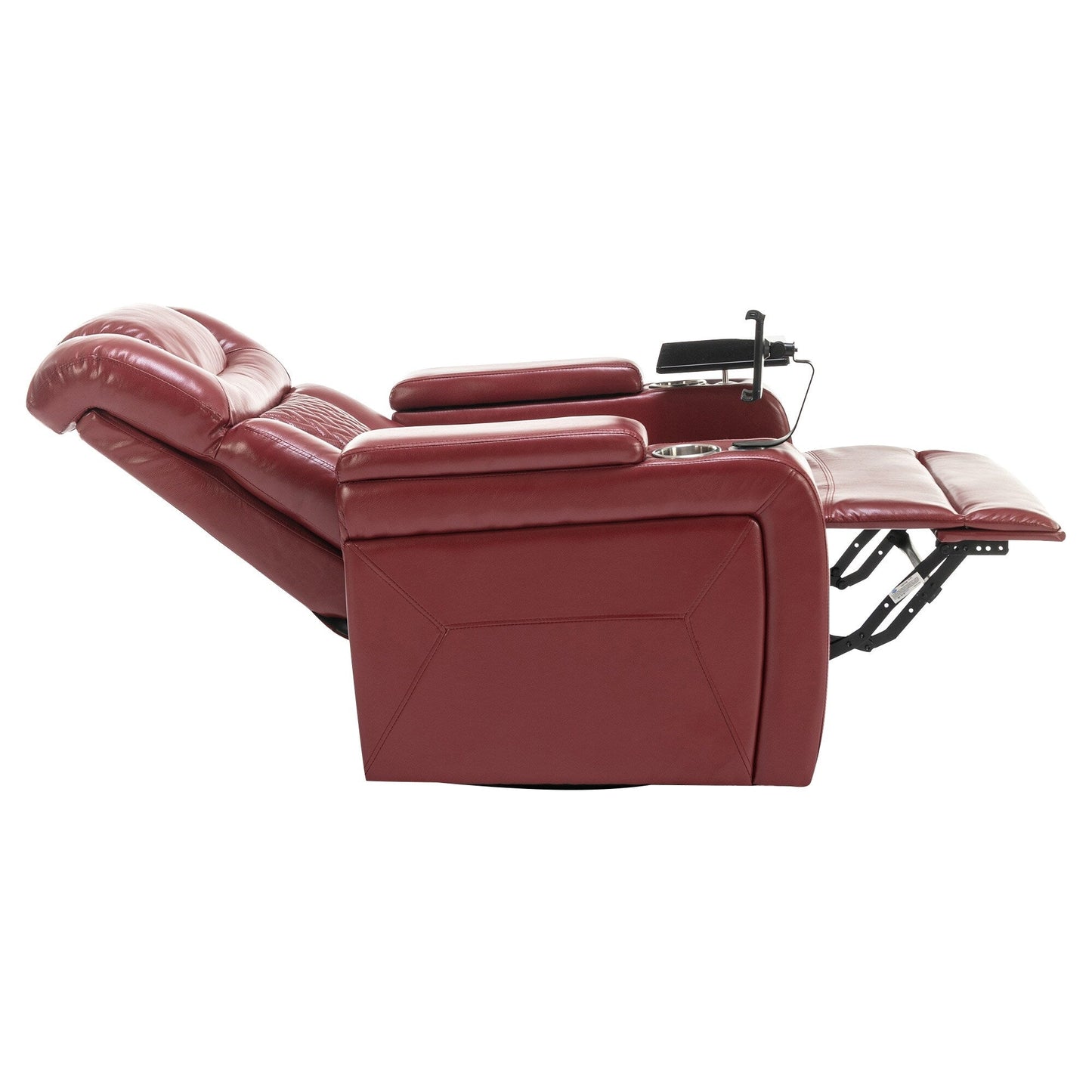 Poltrona reclinabile elettrica girevole a 270 gradi in pelle PU, con sedile singolo, per home theater, con comodo schienale e tavolino.