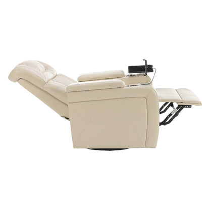 Poltrona reclinabile elettrica girevole a 270 gradi in pelle PU, con sedile singolo, per home theater, con comodo schienale e tavolino.