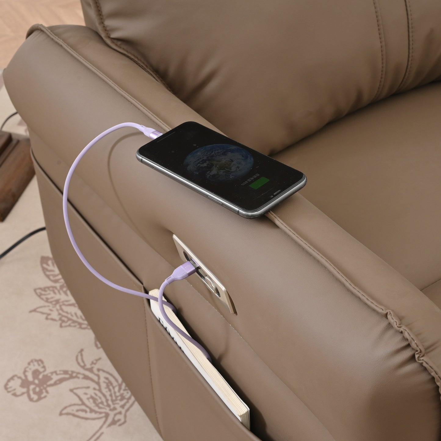 Poltrona reclinabile elettrica girevole a 270° con porte USB