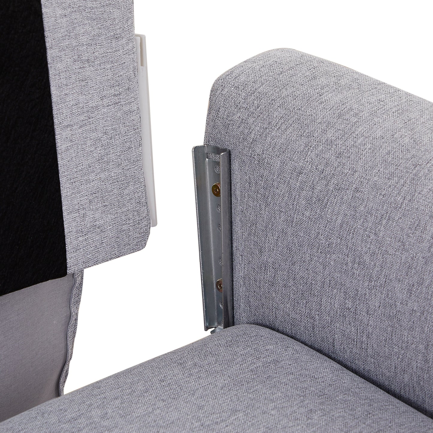 Divano letto regolabile in tessuto da 28,35'' a 3 posti con chaise longue, letto estraibile e tasche sui braccioli per riporre gli oggetti