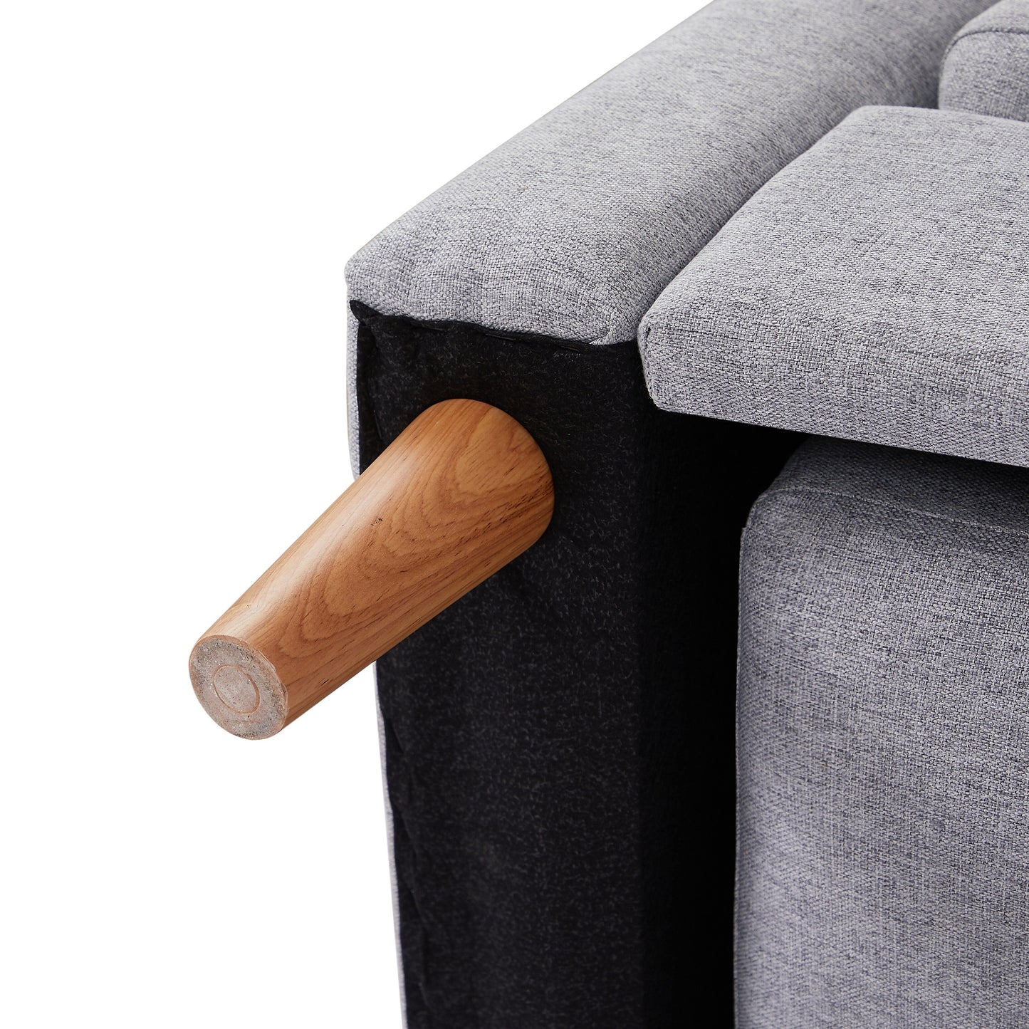 Divano letto regolabile in tessuto da 28,35'' a 3 posti con letto estraibile, chaise longue e tasche portaoggetti sui braccioli