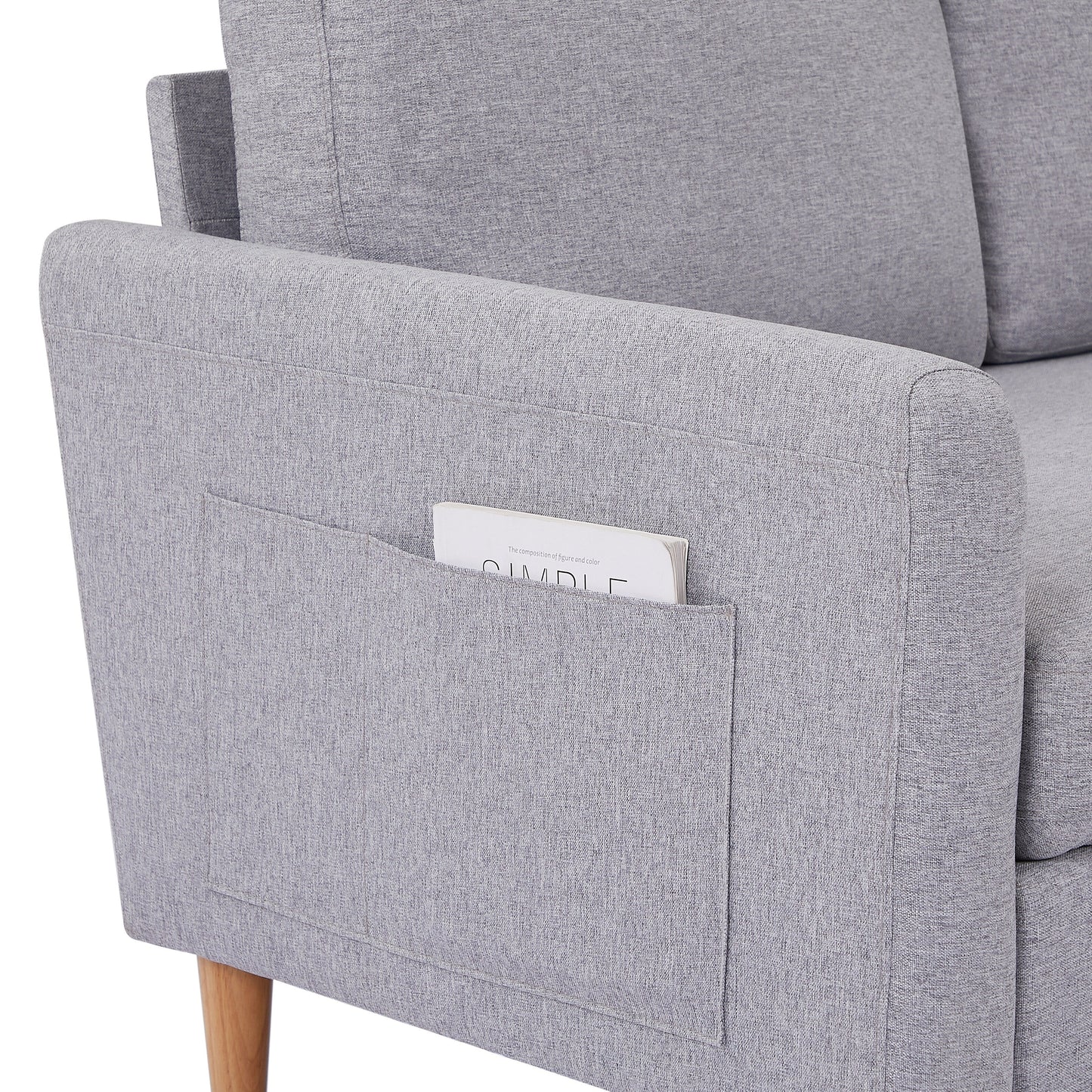 Divano letto regolabile a L in tessuto da 28,35'' con chaise longue e tasche per braccioli