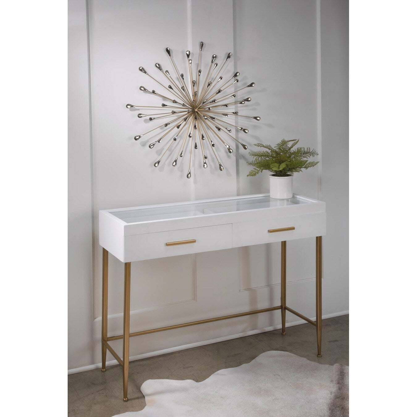 Decorazione murale in metallo/perline trasparenti con effetto stella dorata da 28 DIA