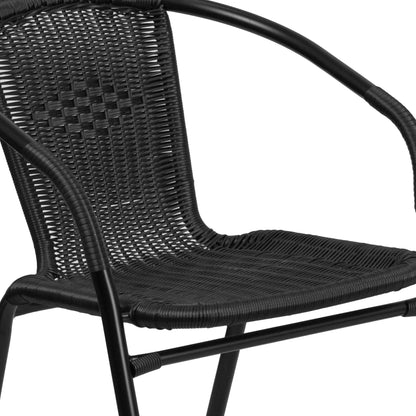 Set da pranzo da giardino in metallo/rattan da 3 pezzi con tavolo quadrato da 28 pollici - 28L x 28P x 28A