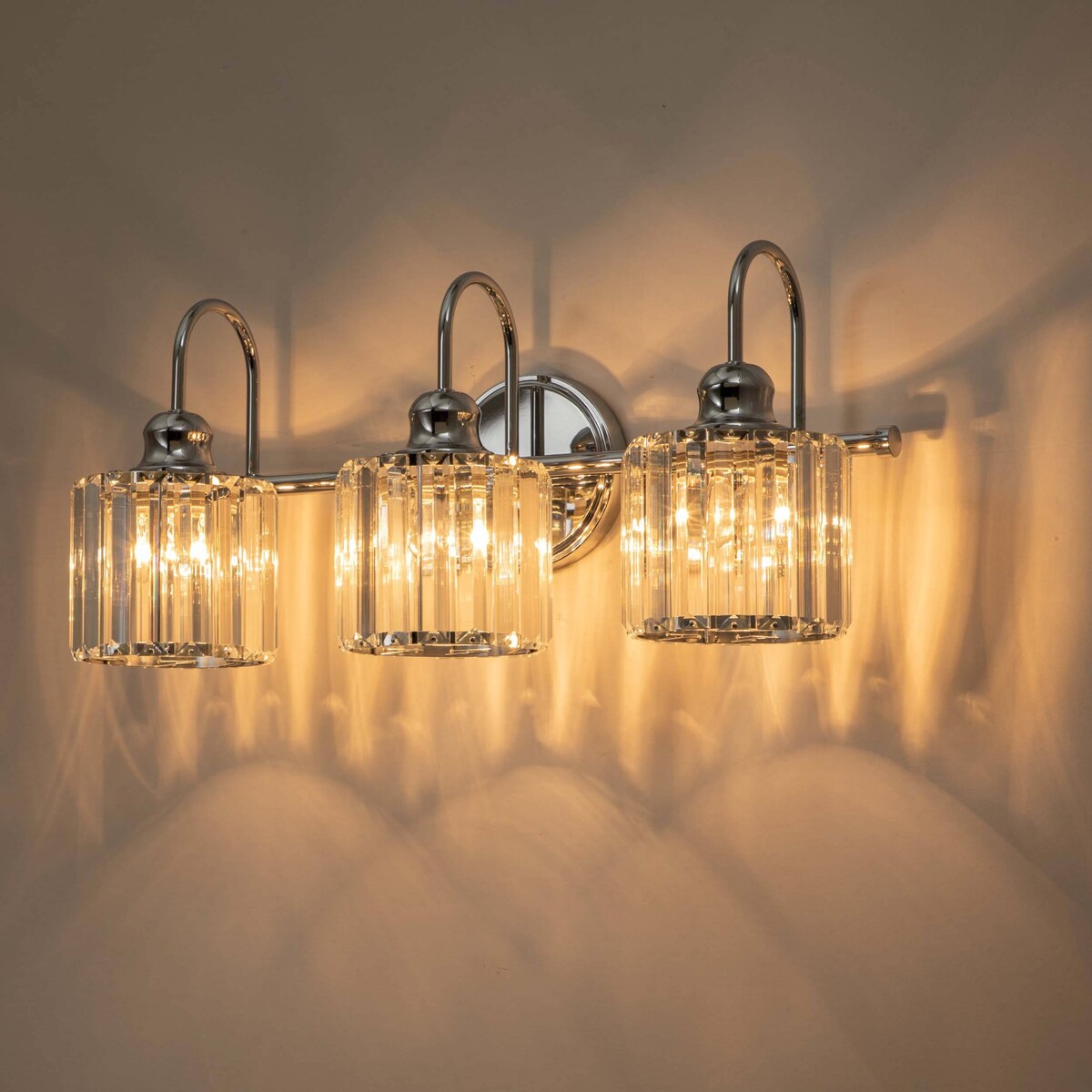 Lampada da parete lineare da bagno dimmerabile moderna Glam Crystal a 3/4 luci