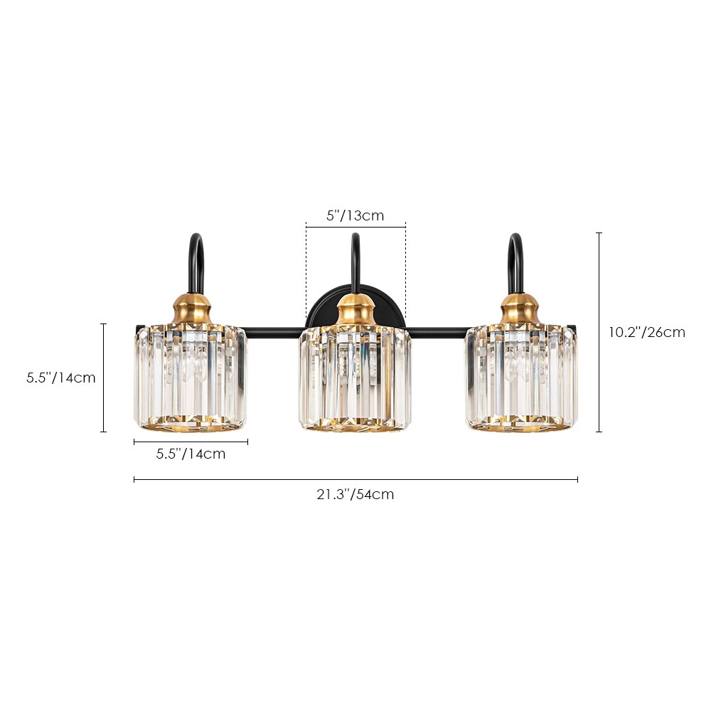 Lampada da parete lineare da bagno dimmerabile moderna Glam Crystal a 3/4 luci