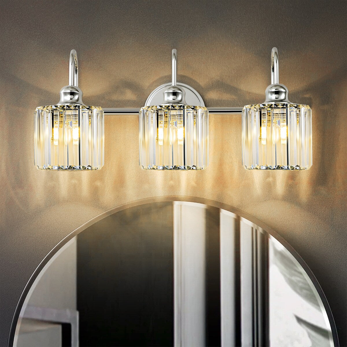Lampada da parete lineare da bagno dimmerabile moderna Glam Crystal a 3/4 luci