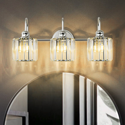 Lampada da parete lineare da bagno dimmerabile moderna Glam Crystal a 3/4 luci