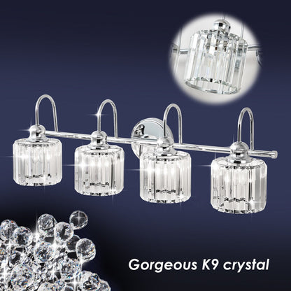 Lampada da parete lineare da bagno dimmerabile moderna Glam Crystal a 3/4 luci