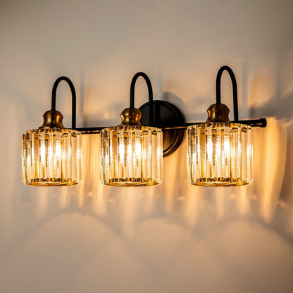 Lampada da parete lineare da bagno dimmerabile moderna Glam Crystal a 3/4 luci