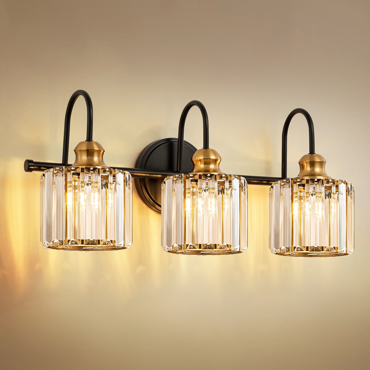 Lampada da parete lineare da bagno dimmerabile moderna Glam Crystal a 3/4 luci