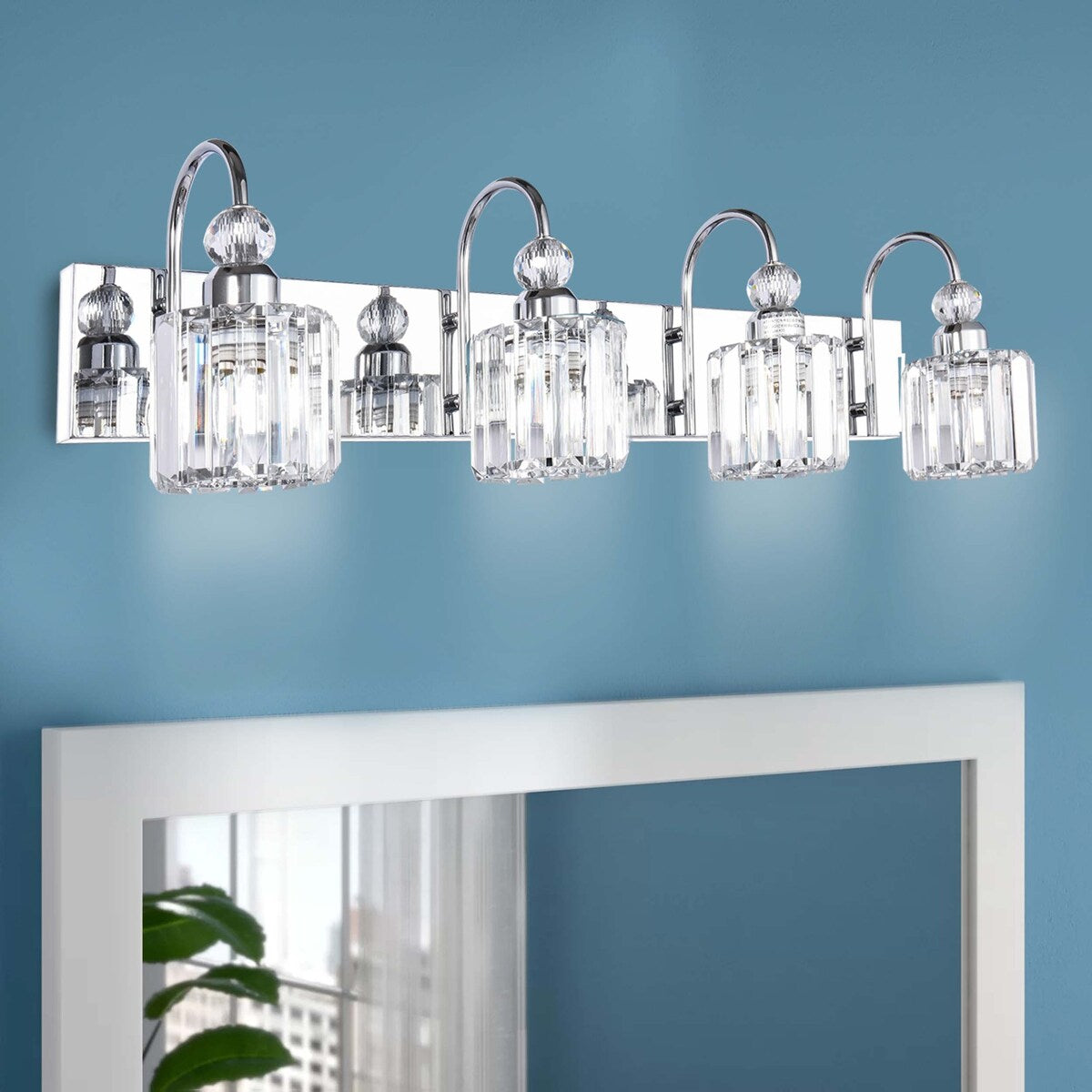 Lampada da parete lineare da bagno dimmerabile moderna Glam Crystal a 3/4 luci
