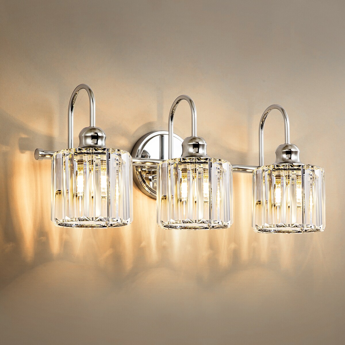 Lampada da parete lineare da bagno dimmerabile moderna Glam Crystal a 3/4 luci