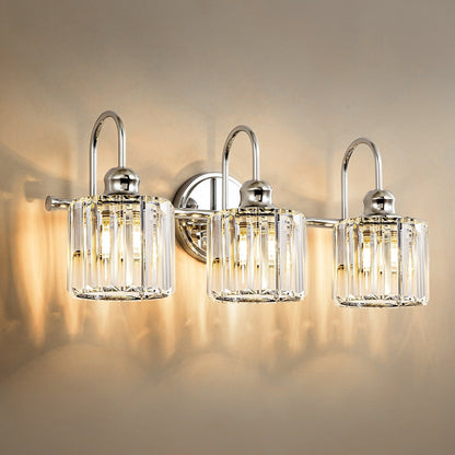 Lampada da parete lineare da bagno dimmerabile moderna Glam Crystal a 3/4 luci