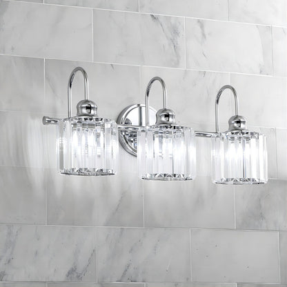 Lampada da parete lineare da bagno dimmerabile moderna Glam Crystal a 3/4 luci