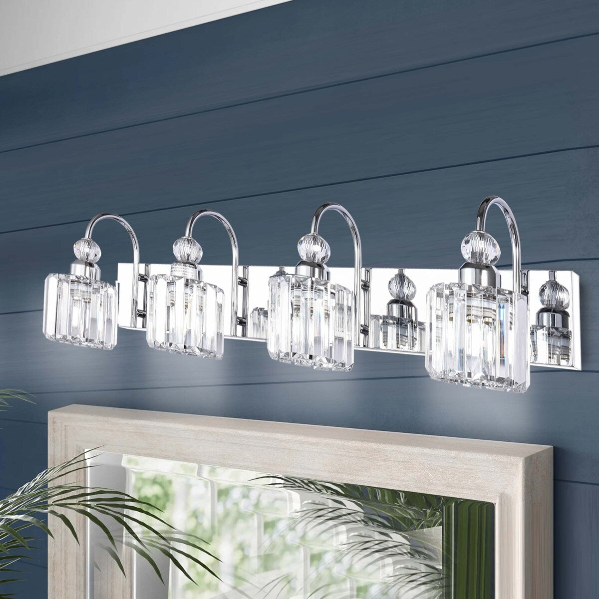 Lampada da parete lineare da bagno dimmerabile moderna Glam Crystal a 3/4 luci