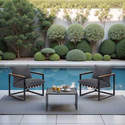 Set da esterno con 4 divani da conversazione in fettuccia per tutte le stagioni, cuscini e sedie lavabili