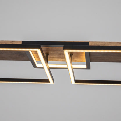 Lampadario lineare in legno a LED integrato da 3/5 luci per isola da cucina