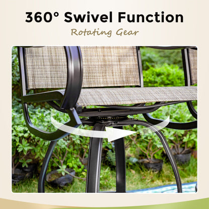 MAISON ARTS Set di sgabelli da bar per patio da 3/5 pezzi, 1 tavolo da bar e 2/4 sgabelli da bar alti girevoli in textilene