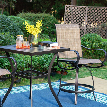 MAISON ARTS Set di sgabelli da bar per patio da 3/5 pezzi, 1 tavolo da bar e 2/4 sgabelli da bar alti girevoli in textilene