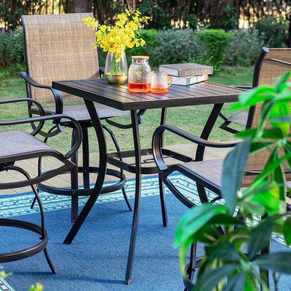 MAISON ARTS Set di sgabelli da bar per patio da 3/5 pezzi, 1 tavolo da bar e 2/4 sgabelli da bar alti girevoli in textilene