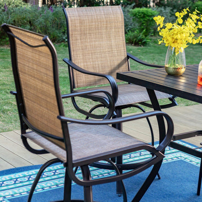 MAISON ARTS Set di sgabelli da bar per patio da 3/5 pezzi, 1 tavolo da bar e 2/4 sgabelli da bar alti girevoli in textilene