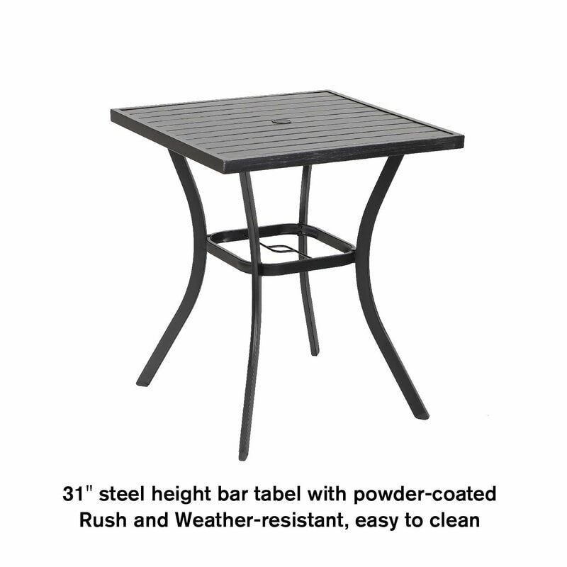 MAISON ARTS Set di sgabelli da bar per patio da 3/5 pezzi, 1 tavolo da bar e 2/4 sgabelli da bar alti girevoli in textilene