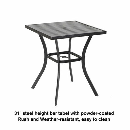 MAISON ARTS Set di sgabelli da bar per patio da 3/5 pezzi, 1 tavolo da bar e 2/4 sgabelli da bar alti girevoli in textilene