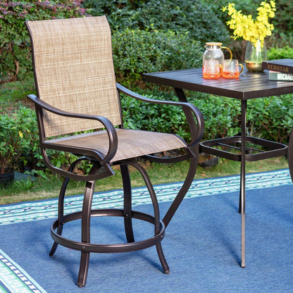 MAISON ARTS Set di sgabelli da bar per patio da 3/5 pezzi, 1 tavolo da bar e 2/4 sgabelli da bar alti girevoli in textilene