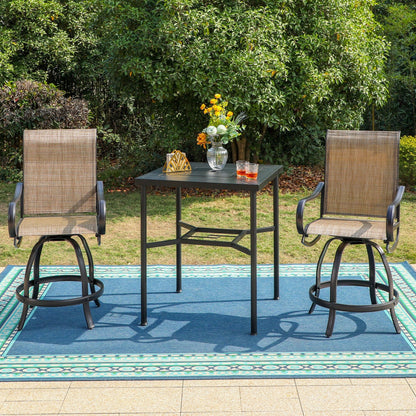 MAISON ARTS Set di sgabelli da bar per patio da 3/5 pezzi, tavolino da caffè in metallo e sgabelli da bar alti girevoli in textilene