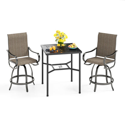 MAISON ARTS Set di sgabelli da bar per patio da 3/5 pezzi, tavolino da caffè in metallo e sgabelli da bar alti girevoli in textilene