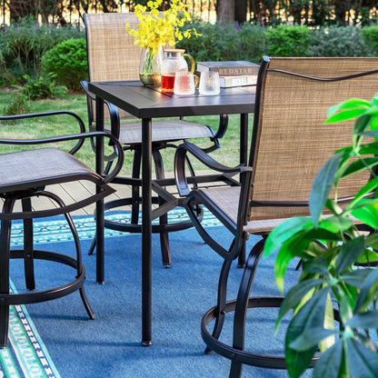 MAISON ARTS Set di sgabelli da bar per patio da 3/5 pezzi, tavolino da caffè in metallo e sgabelli da bar alti girevoli in textilene