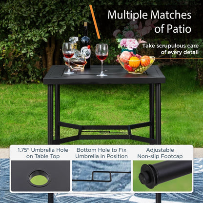 MAISON ARTS Set di sgabelli da bar per patio da 3/5 pezzi, tavolino da caffè in metallo e sgabelli da bar alti girevoli in textilene